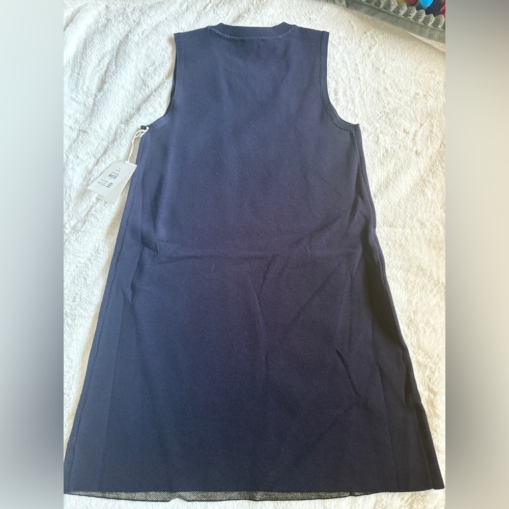 Floral Sleeveless Midi Dress - Navy and White - Picture 2 of 9